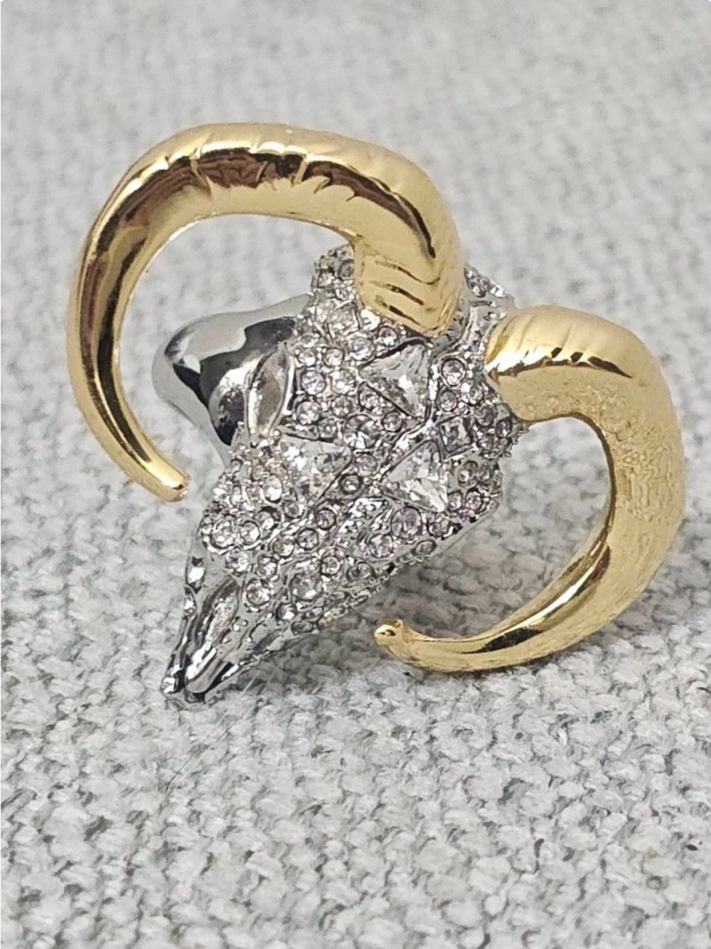 NEW Alexis Bittar Ram Skull Pave Crystal Statement Ring Size 7 AU28
